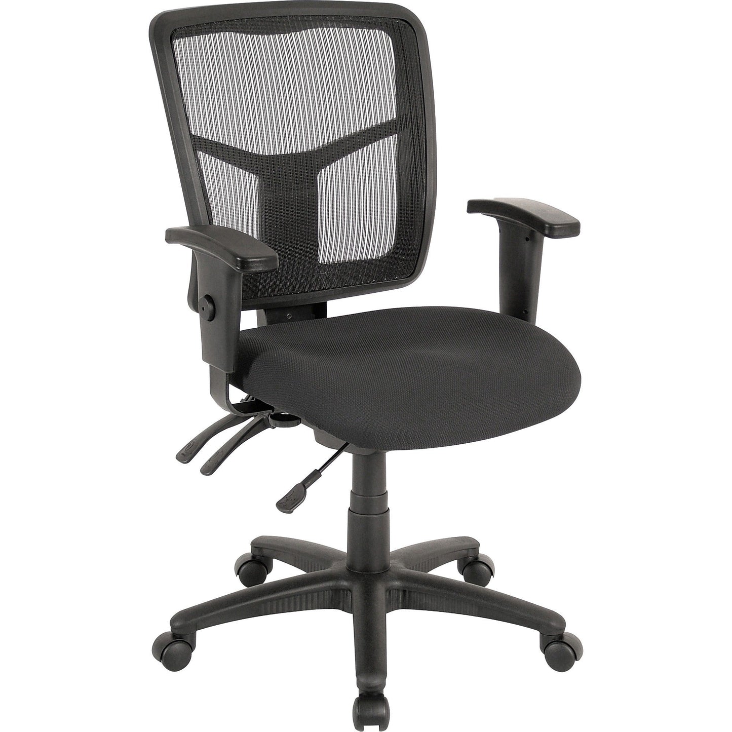 Lorell ErgoMesh Series Managerial Mesh Mid - Back Chair with Adjustable Arms and Casters 17" - 20.9"H (LLR - LLR86201X) - SchoolOutlet