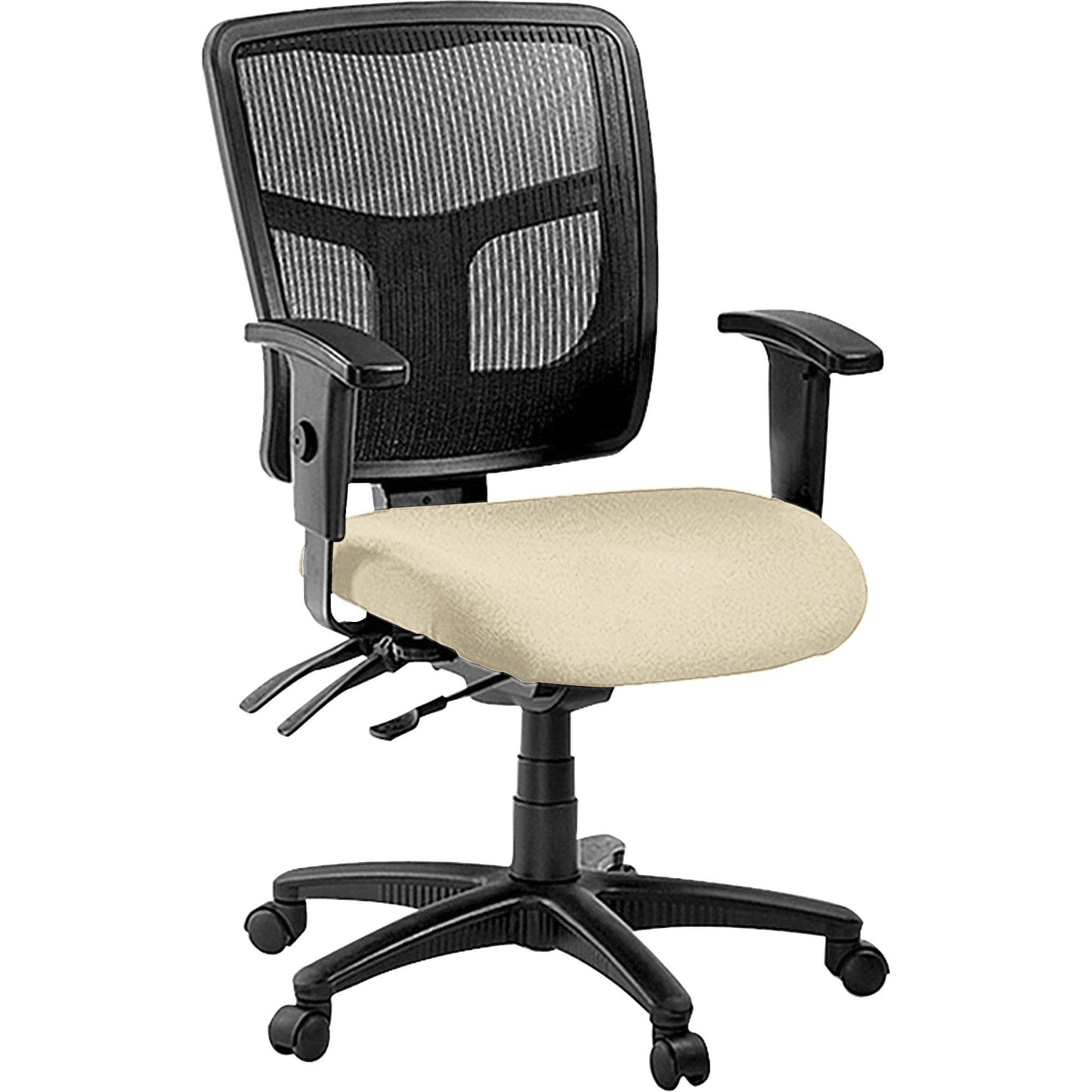 Lorell ErgoMesh Series Managerial Mesh Mid - Back Chair with Adjustable Arms and Casters 17" - 20.9"H (LLR - LLR86201X) - SchoolOutlet