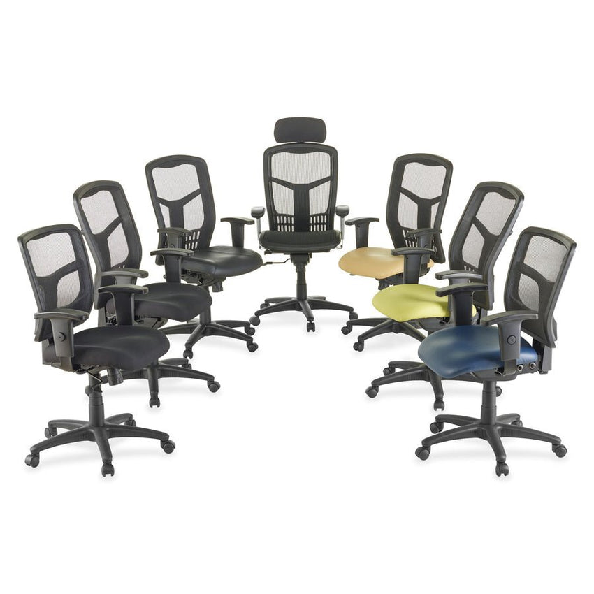 Lorell ErgoMesh Series Managerial Mesh Mid - Back Chair with Adjustable Arms and Casters 17" - 20.9"H (LLR - LLR86201X) - SchoolOutlet