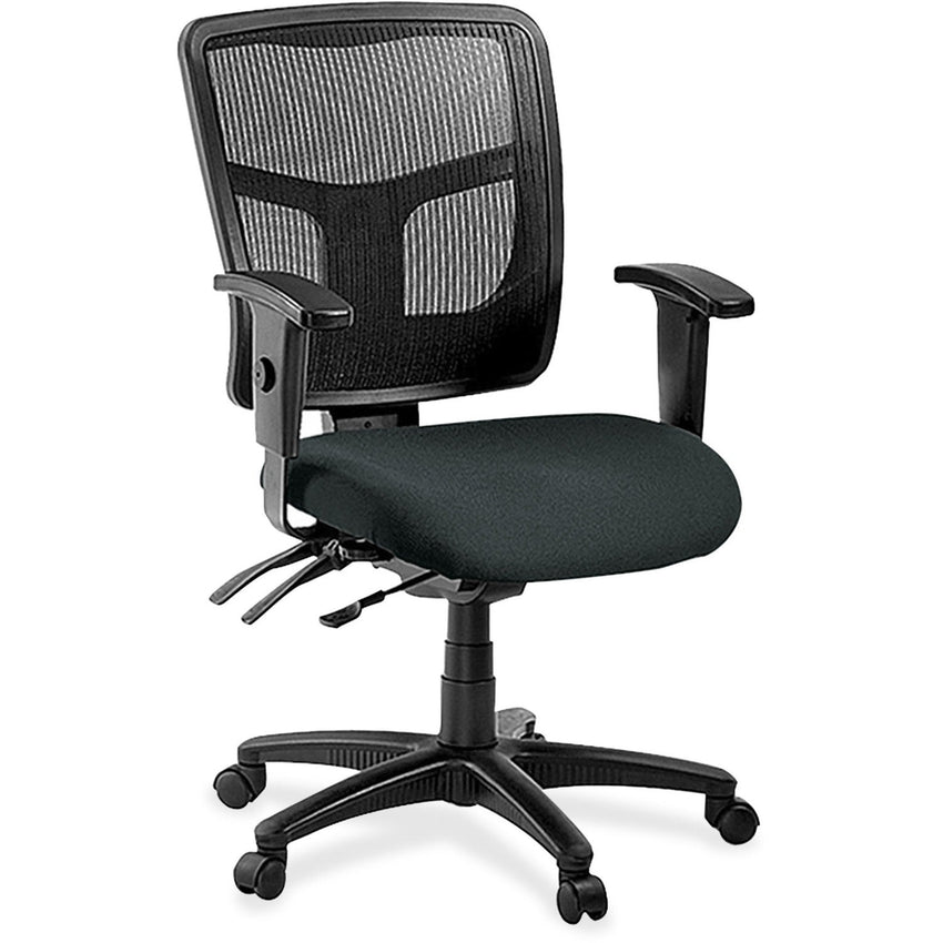 Lorell ErgoMesh Series Managerial Mesh Mid - Back Chair with Adjustable Arms and Casters 17" - 20.9"H (LLR - LLR86201X) - SchoolOutlet