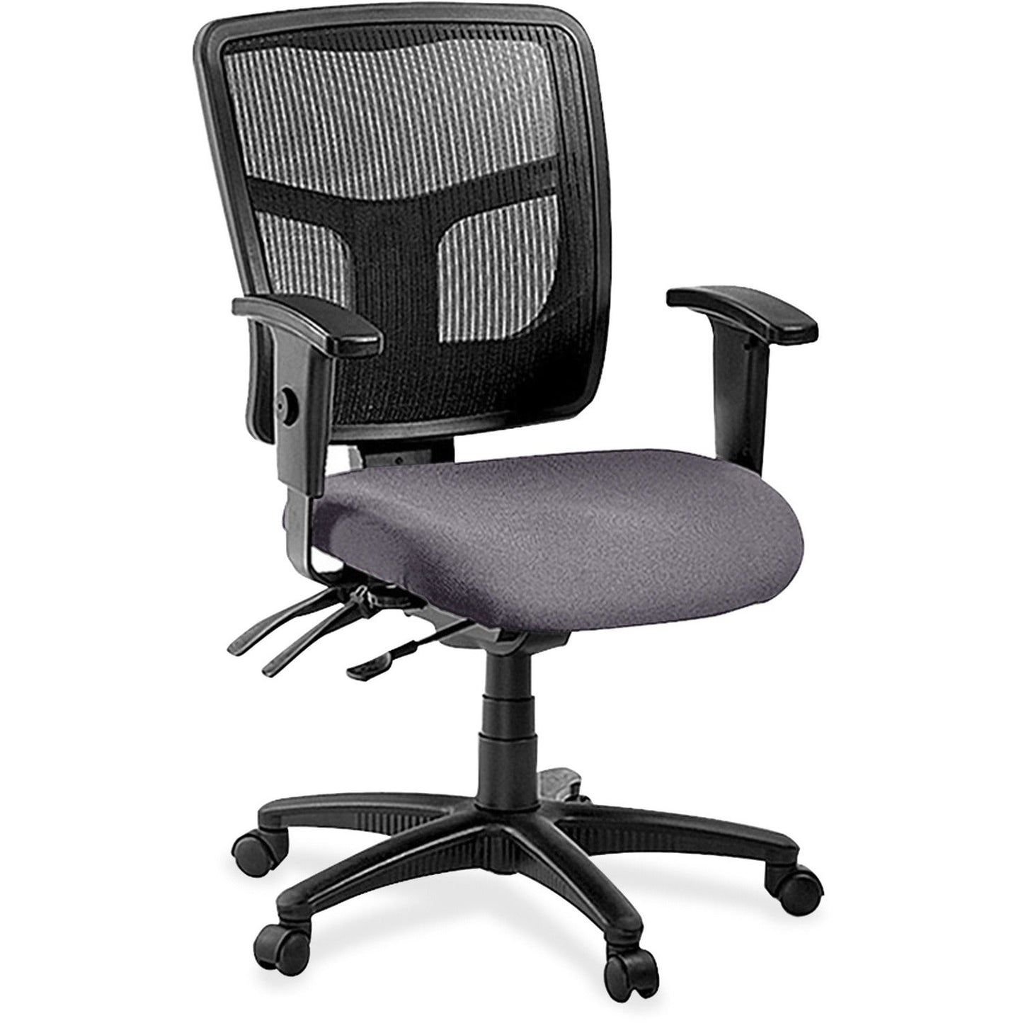 Lorell ErgoMesh Series Managerial Mesh Mid - Back Chair with Adjustable Arms and Casters 17" - 20.9"H (LLR - LLR86201X) - SchoolOutlet