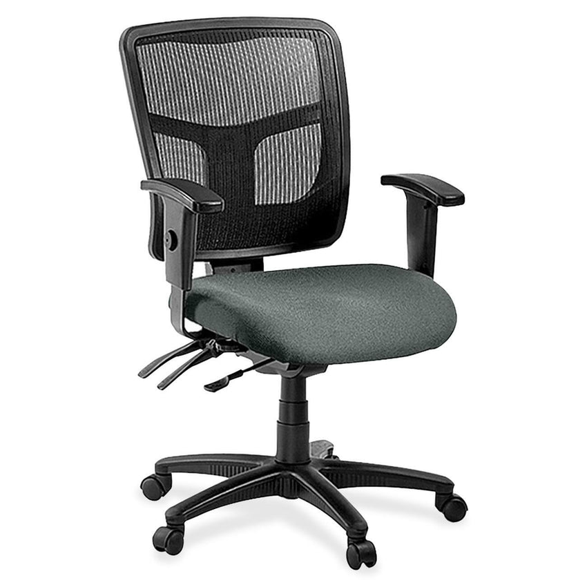 Lorell ErgoMesh Series Managerial Mesh Mid - Back Chair with Adjustable Arms and Casters 17" - 20.9"H (LLR - LLR86201X) - SchoolOutlet