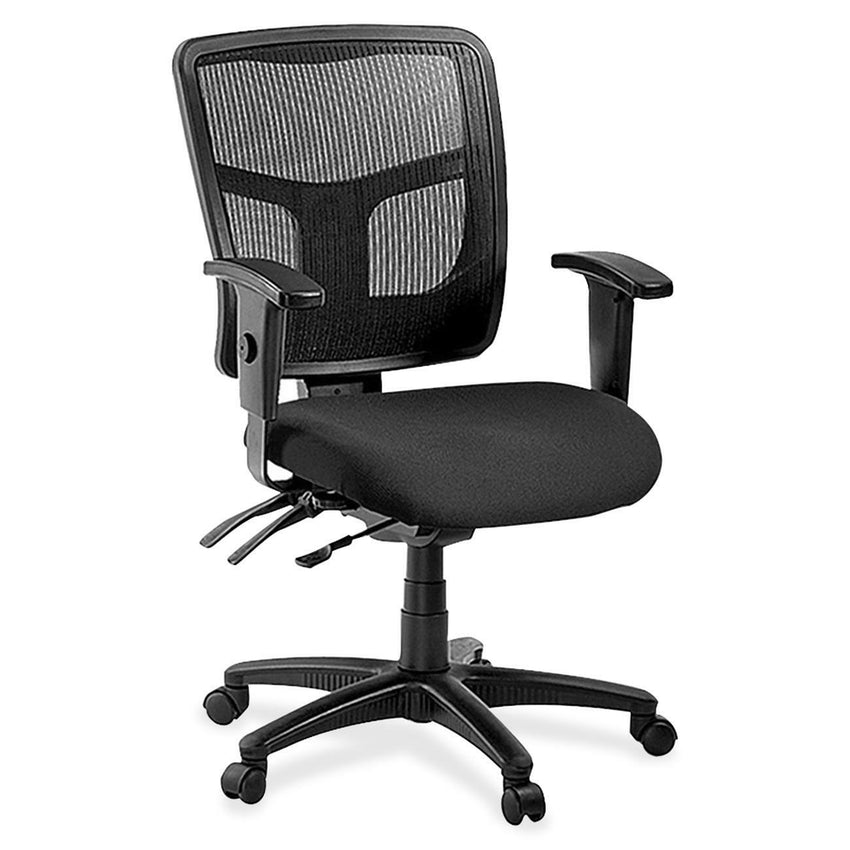 Lorell ErgoMesh Series Managerial Mesh Mid - Back Chair with Adjustable Arms and Casters 17" - 20.9"H (LLR - LLR86201X) - SchoolOutlet