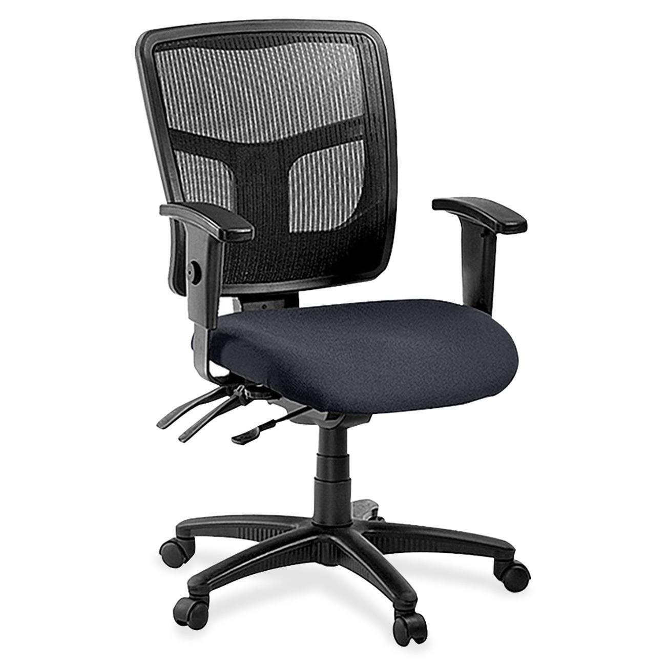 Lorell ErgoMesh Series Managerial Mesh Mid - Back Chair with Adjustable Arms and Casters 17" - 20.9"H (LLR - LLR86201X) - SchoolOutlet