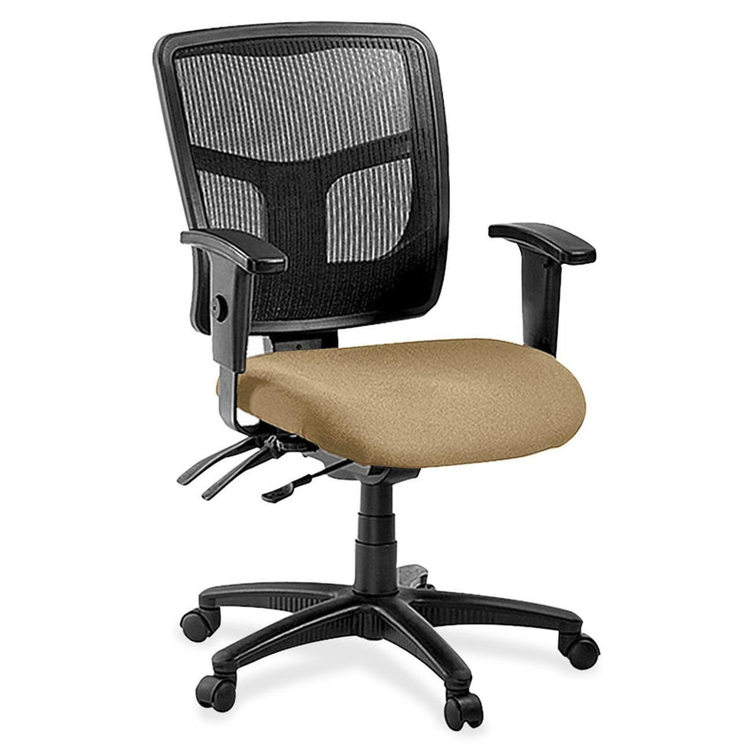 Lorell ErgoMesh Series Managerial Mesh Mid - Back Chair with Adjustable Arms and Casters 17" - 20.9"H (LLR - LLR86201X) - SchoolOutlet