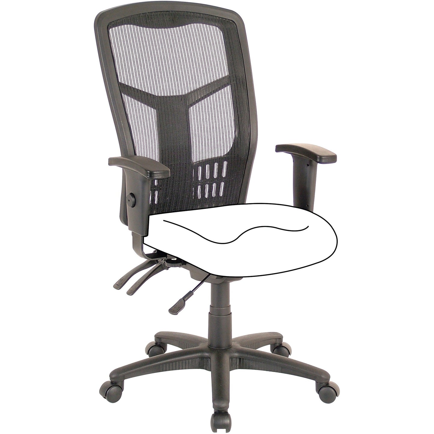 Lorell Ergomesh Executive Mesh High - Back Chair Frame Adjustable Arms and Swivel (LLR - LLR86210) - SchoolOutlet