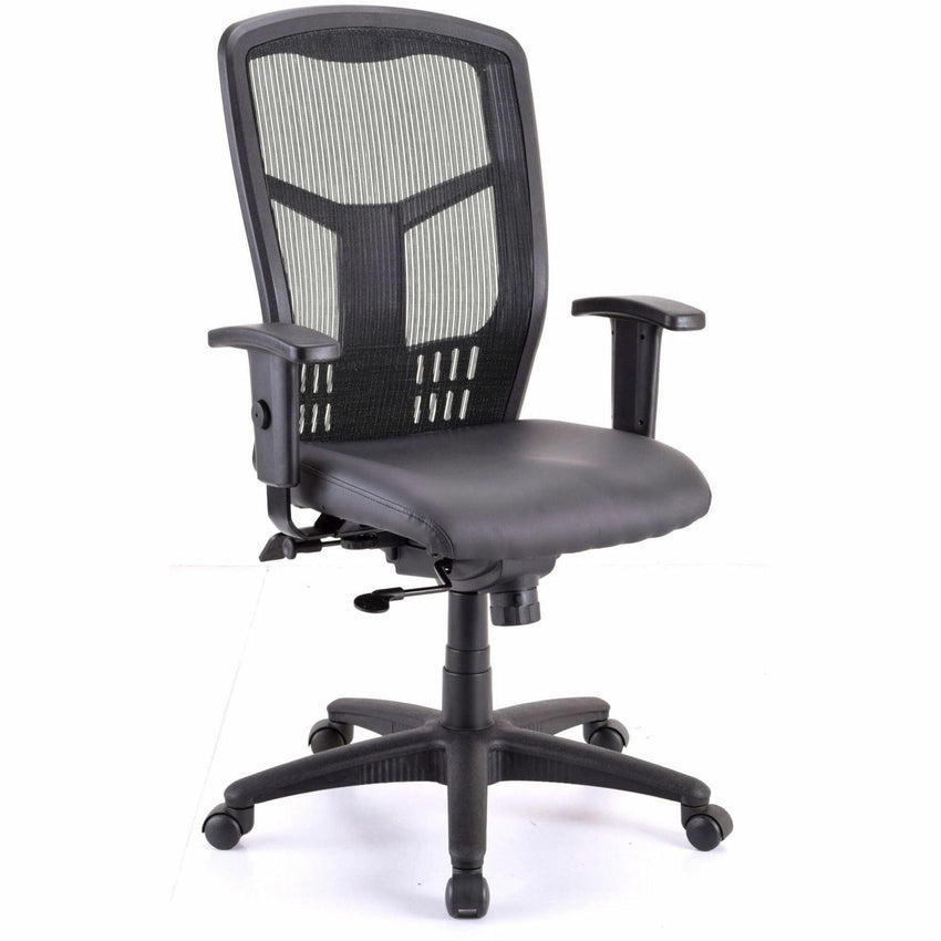 Lorell Executive High - Back Swivel Mesh Office Chair with Antimicrobial Vinyl Seat 18 - 21.50 "H (LLR - LLR86245) - SchoolOutlet