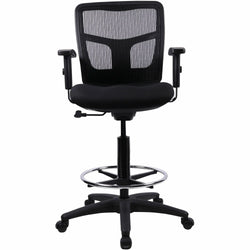 Lorell Ratchet Back Mesh Mid-Back Drafting Stool with Adjustable Arms and Footring 25 - 35.40"H (LLR-LLR86801)