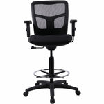 Lorell Ratchet Back Mesh Mid - Back Drafting Stool with Adjustable Arms and Footring 25 - 35.40