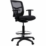 Lorell Ratchet Back Mesh Mid - Back Drafting Stool with Adjustable Arms and Footring 25 - 35.40