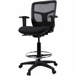 Lorell Ratchet Back Mesh Mid - Back Drafting Stool with Adjustable Arms and Footring 25 - 35.40