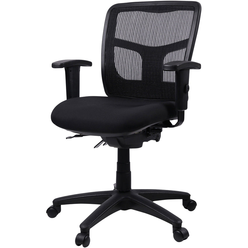 Lorell Ergomesh Swivel Mesh Mid - Back Office Chair with Adjustable Arms 18 - 21.66"H (LLR - LLR86802) - SchoolOutlet
