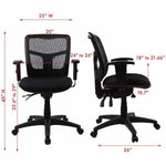 Lorell Ergomesh Swivel Mesh Mid - Back Office Chair with Adjustable Arms 18 - 21.66