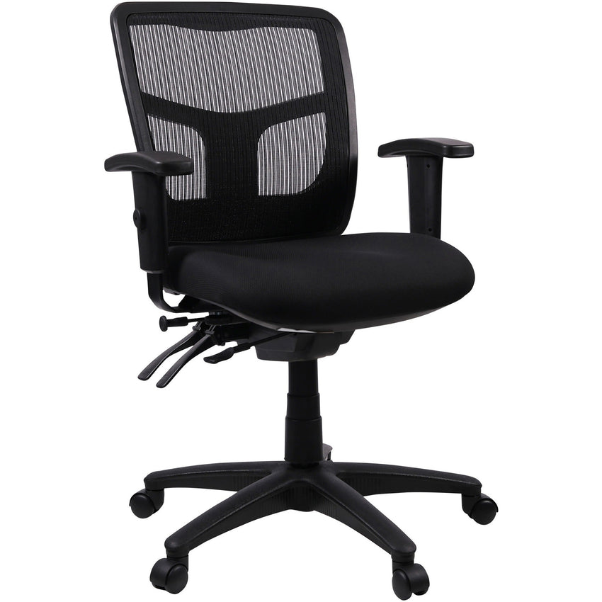 Lorell Ergomesh Swivel Mesh Mid - Back Office Chair with Adjustable Arms 18 - 21.66"H (LLR - LLR86802) - SchoolOutlet