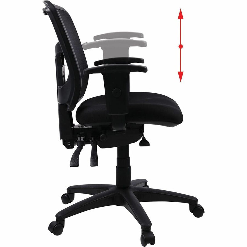 Lorell Ergomesh Swivel Mesh Mid - Back Office Chair with Adjustable Arms 18 - 21.66"H (LLR - LLR86802) - SchoolOutlet