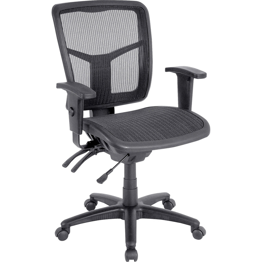 Lorell Mid - Back Mesh Swivel Office Chair with Adjustable Arms 17 - 21"H (LLR - LLR86904) - SchoolOutlet