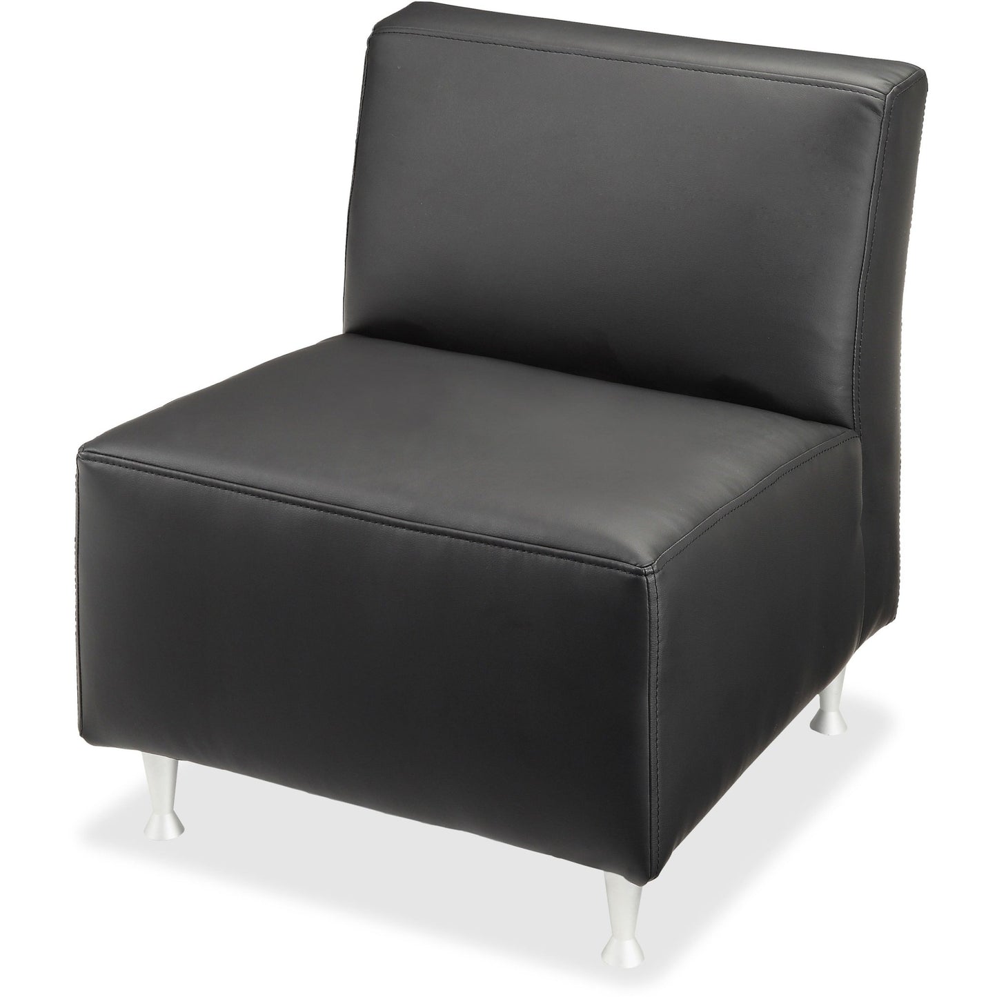 Lorell Fuze Modular Series Armless Lounge Chair with Leather Upholstery - 17.75"H (LLR - LLR86917) - SchoolOutlet