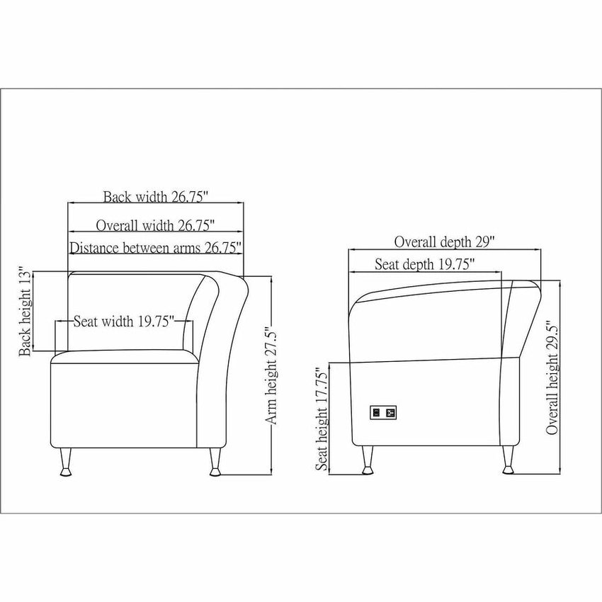 Lorell Fuze Modular Series Left Lounge Chair with Built - In Power and USB Ports 17.75"H (LLR - LLR86919) - SchoolOutlet