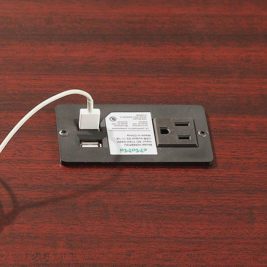 Power - Integrated Mahogany Lorell Fuze Modular Lounge Connector 57.5"W x 29.5"D x 18"H (LLR - LLR86921) - SchoolOutlet