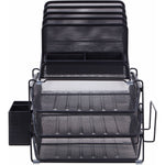 Lorell Black Mesh/Wire Divided 4 - Tier Desktop Organizer with Sliding File Trays (LLR - LLR95251) - SchoolOutlet