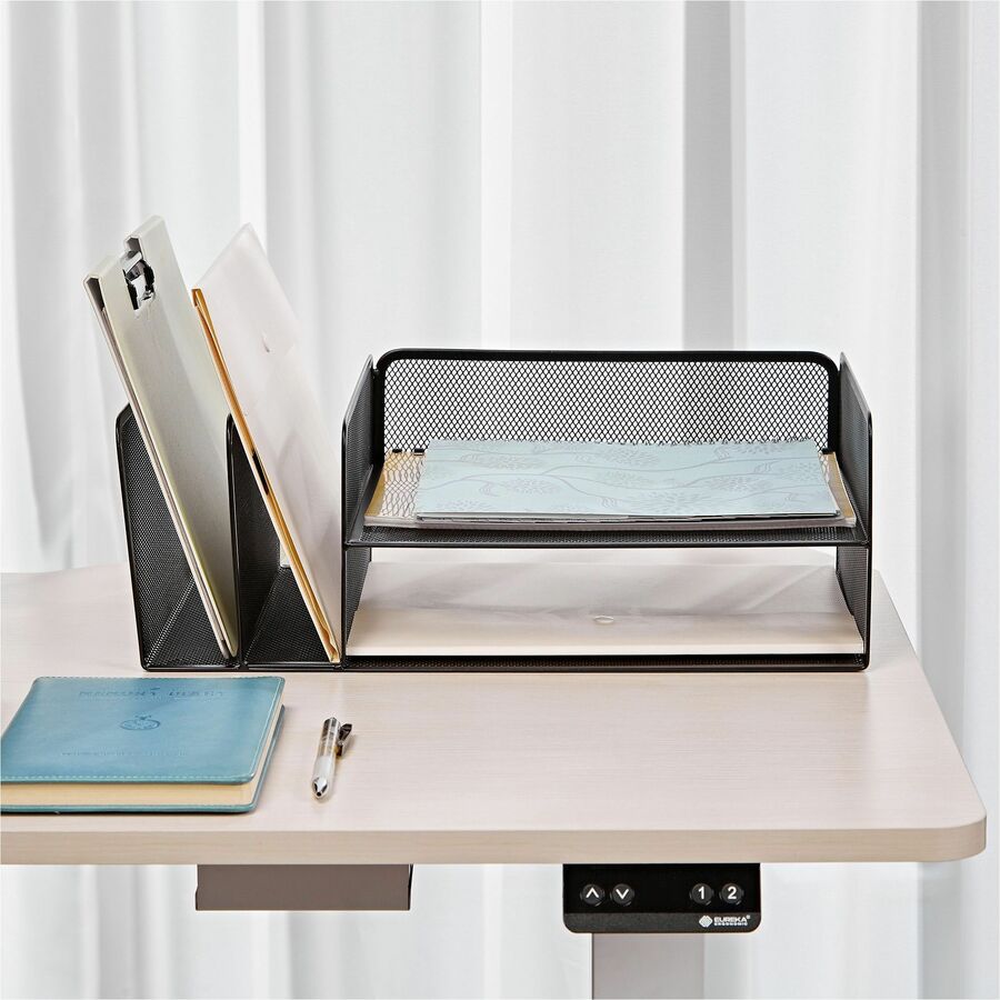 Lorell 4 - Tier File Organizer Steel Mesh Desktop Document Organizer Black (LLR - LLR95281) - SchoolOutlet