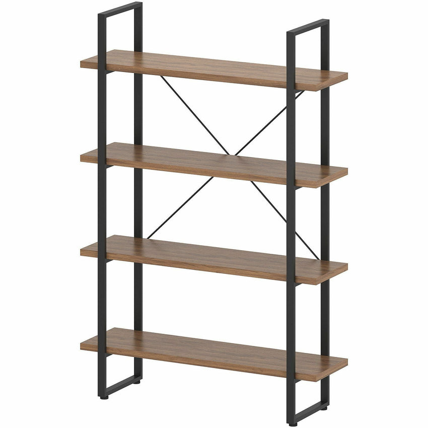 Lorell SOHO Rustic 4 - Shelf Metal Frame Bookcase 39.4"W x 11.8"D x 57.5"H (LLR - LLR976X) - SchoolOutlet