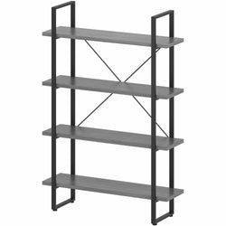 Lorell SOHO Rustic 4-Shelf Metal Frame Bookcase 39.4"W x 11.8"D x 57.5"H (LLR-LLR976X)