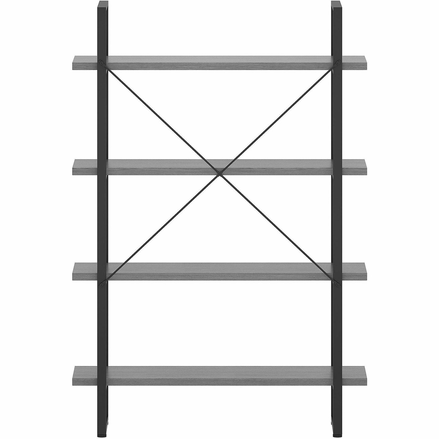 Lorell SOHO Rustic 4 - Shelf Metal Frame Bookcase 39.4"W x 11.8"D x 57.5"H (LLR - LLR976X) - SchoolOutlet