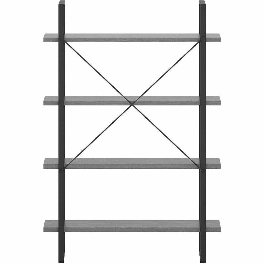 Lorell SOHO Rustic 4 - Shelf Metal Frame Bookcase 39.4"W x 11.8"D x 57.5"H (LLR - LLR976X) - SchoolOutlet