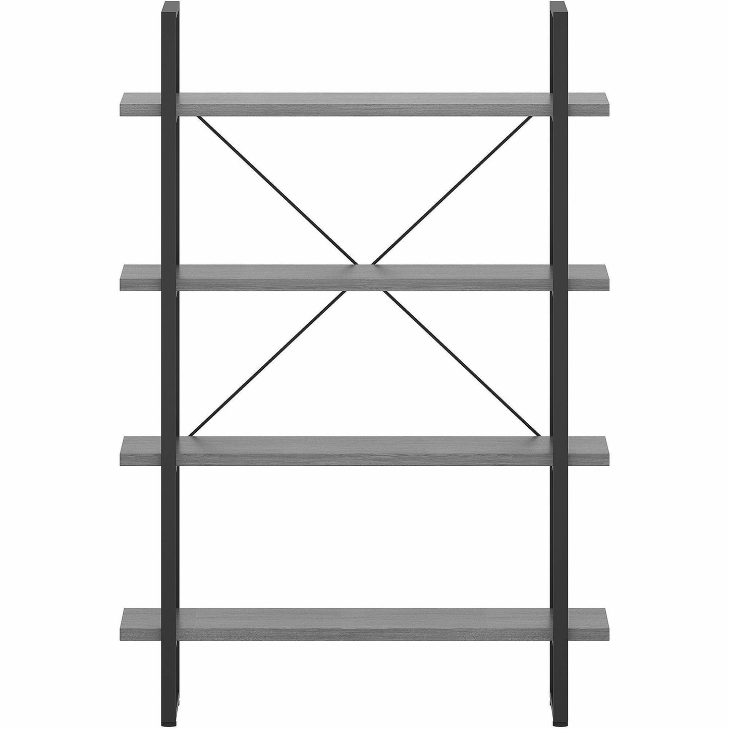 Lorell SOHO Rustic 4 - Shelf Metal Frame Bookcase 39.4"W x 11.8"D x 57.5"H (LLR - LLR976X) - SchoolOutlet