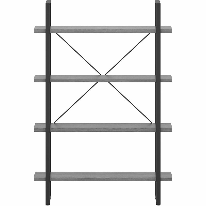 Lorell SOHO Rustic 4 - Shelf Metal Frame Bookcase 39.4"W x 11.8"D x 57.5"H (LLR - LLR976X) - SchoolOutlet