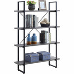 Lorell SOHO Rustic 4 - Shelf Metal Frame Bookcase 39.4