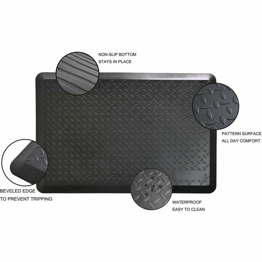 Lorell Ergonomic Anti - Fatigue Workstation Mat 36 x 24 in Polyurethane Foam Black (LLR - LLR99527) - SchoolOutlet