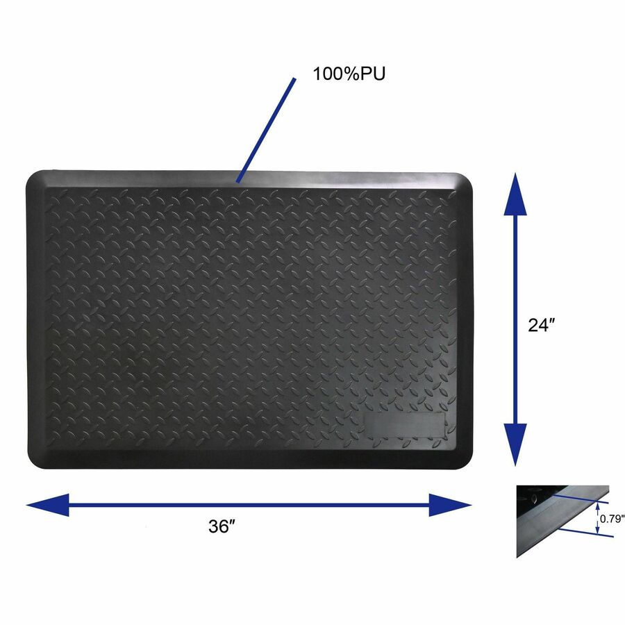 Lorell Ergonomic Anti - Fatigue Workstation Mat 36 x 24 in Polyurethane Foam Black (LLR - LLR99527) - SchoolOutlet