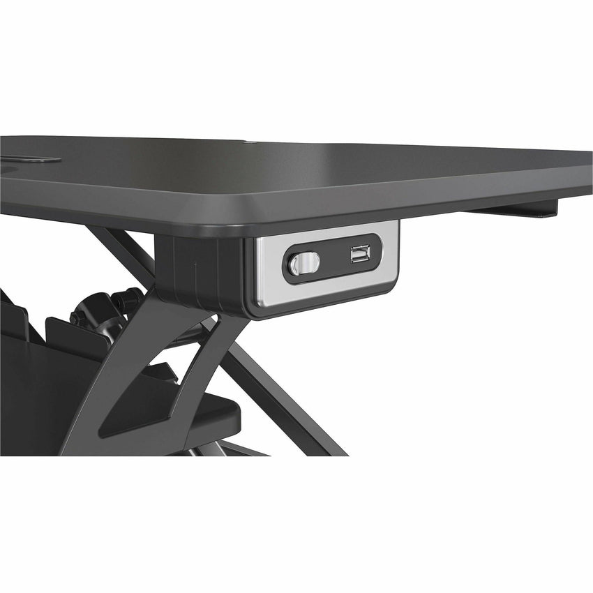 Lorell Electric Desk Riser with Wireless Charging 20"H x 19.25"W x 33.5"D Black (LLR - LLR99530) - SchoolOutlet