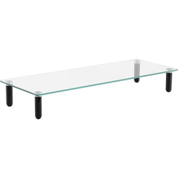 Lorell 4-Leg Single-Shelf Glass Monitor Stand 3"H x 22"W x 8.25"D Clear/Black (LLR-LLR99533)