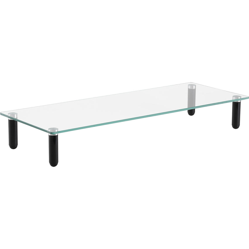 Lorell 4 - Leg Single - Shelf Glass Monitor Stand 3"H x 22"W x 8.25"D Clear/Black (LLR - LLR99533) - SchoolOutlet