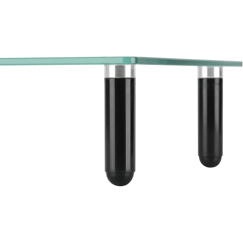 Lorell 4 - Leg Single - Shelf Glass Monitor Stand 3"H x 22"W x 8.25"D Clear/Black (LLR - LLR99533) - SchoolOutlet