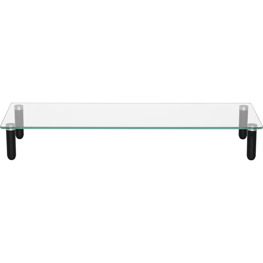 Lorell 4 - Leg Single - Shelf Glass Monitor Stand 3"H x 22"W x 8.25"D Clear/Black (LLR - LLR99533) - SchoolOutlet