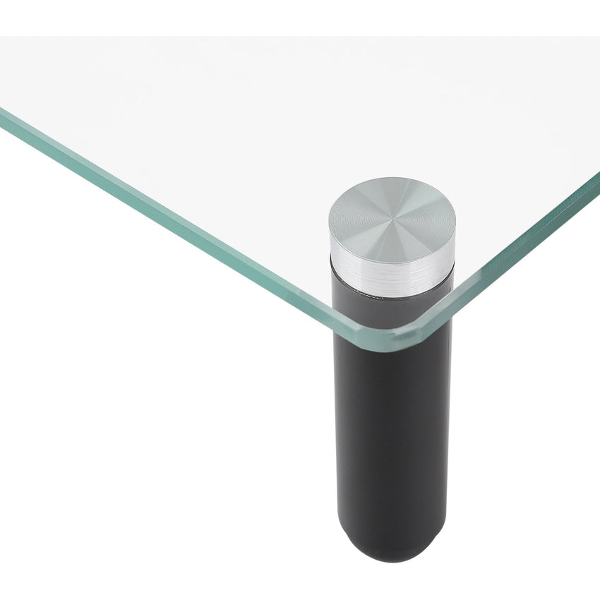 Lorell 4 - Leg Single - Shelf Glass Monitor Stand 3"H x 22"W x 8.25"D Clear/Black (LLR - LLR99533) - SchoolOutlet