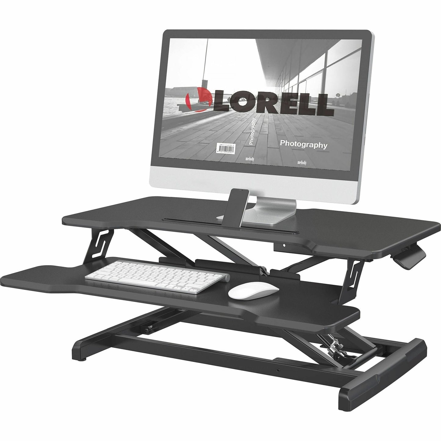 Lorell X - Type Slim Desk Riser 16.5"H x 20"W Black (LLR - LLR99539) - SchoolOutlet
