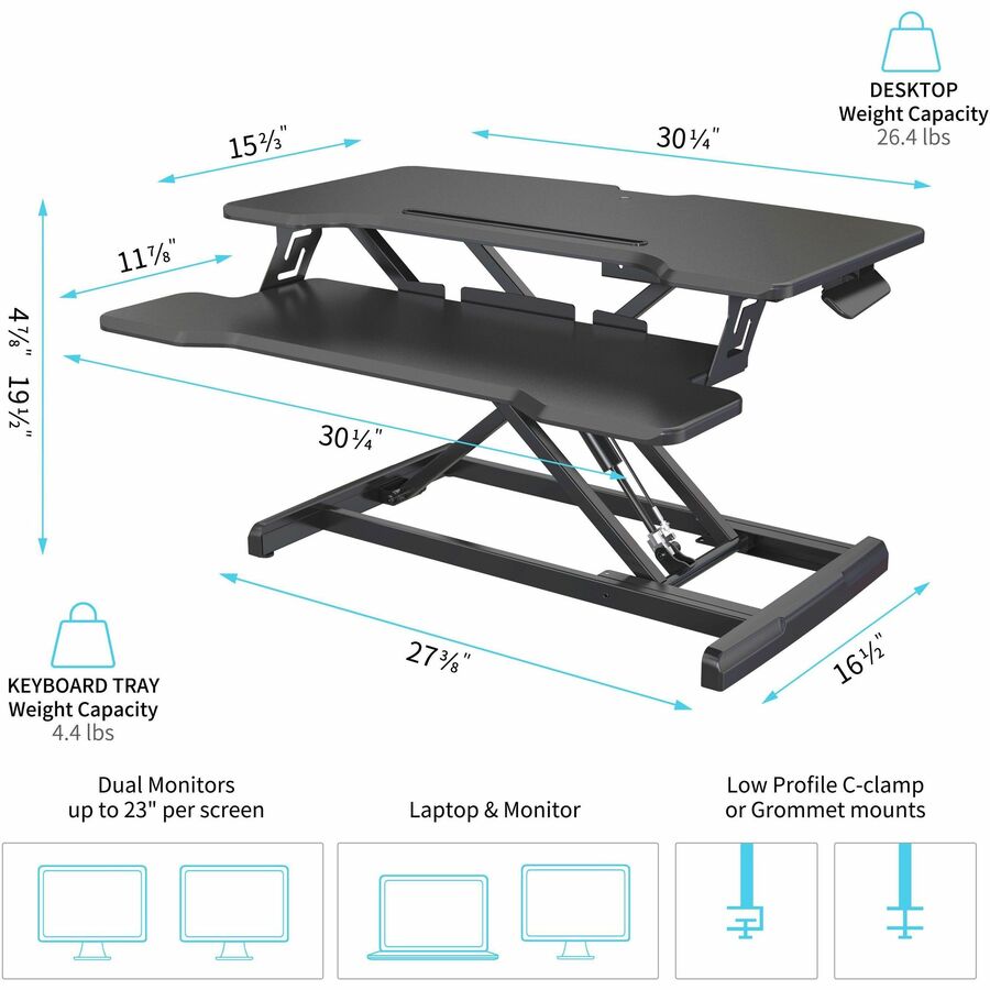Lorell X - Type Slim Desk Riser 16.5"H x 20"W Black (LLR - LLR99539) - SchoolOutlet