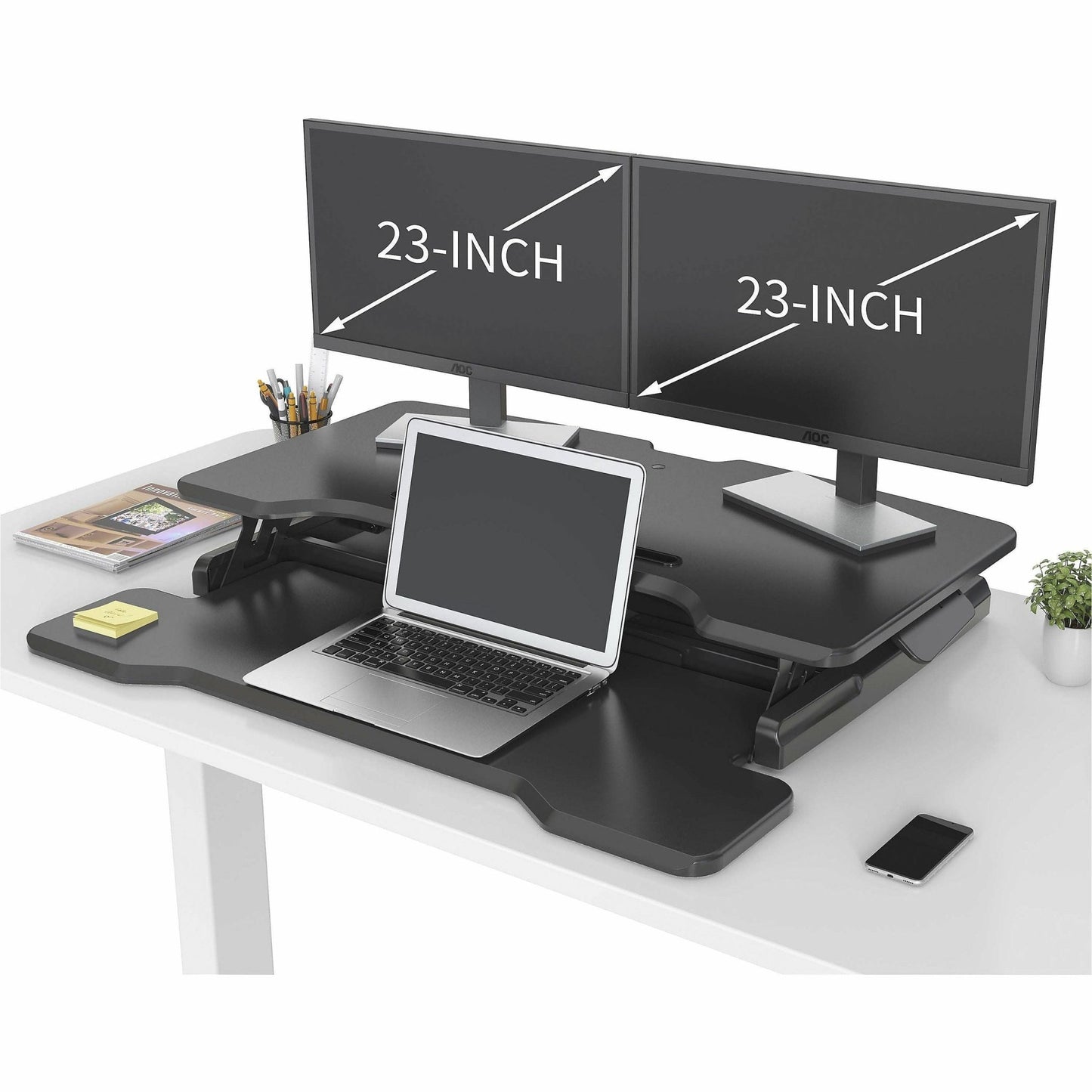 Lorell X - Type Slim Desk Riser 16.5"H x 20"W Black (LLR - LLR99539) - SchoolOutlet