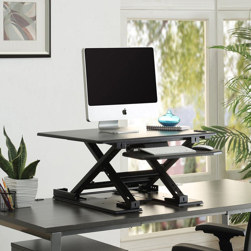 Lorell Electric Desk Riser with Keyboard Tray 17.13"H x 28.75"W x 35.75"D Black (LLR - LLR99552) - SchoolOutlet
