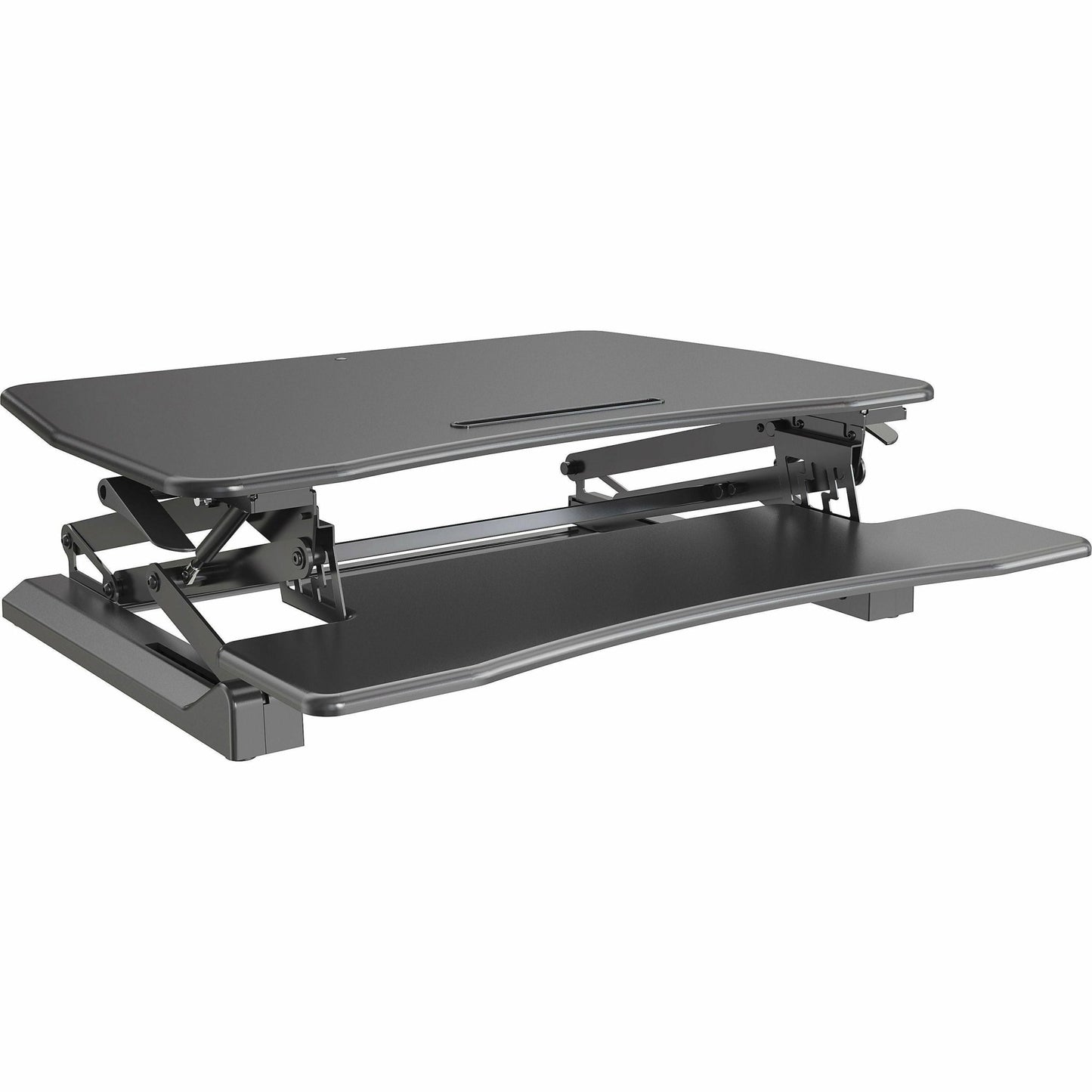 Lorell Gas Lift Monitor Riser 19.5"H x 35.5"W x 23.25"D Black (LLR - LLR99553) - SchoolOutlet