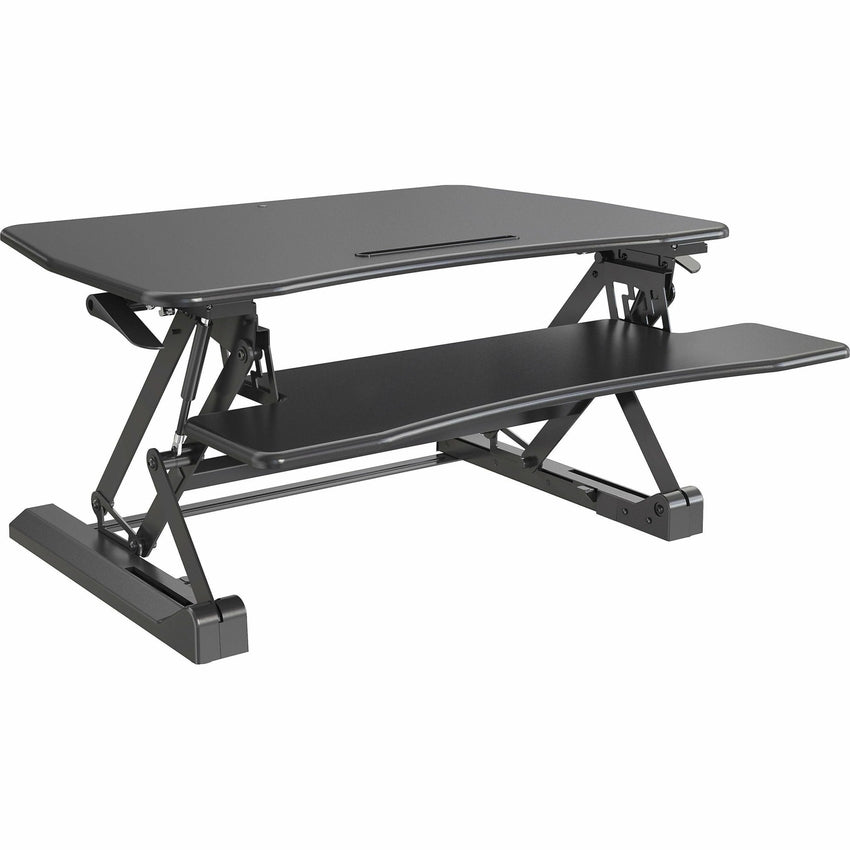 Lorell Gas Lift Monitor Riser 19.5"H x 35.5"W x 23.25"D Black (LLR - LLR99553) - SchoolOutlet