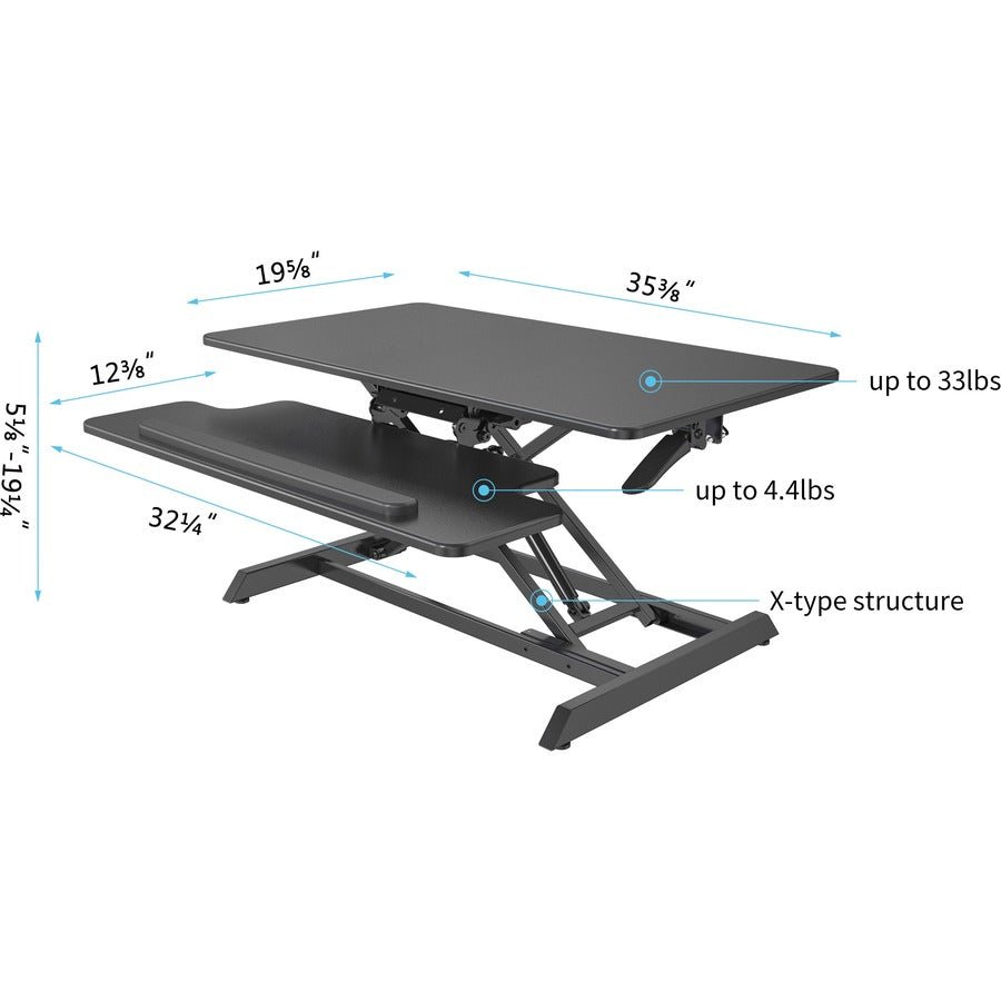 Lorell Large Monitor Desk Riser 19.63"H x 35.38"W x 19.25"D Black (LLR - LLR99555) - SchoolOutlet