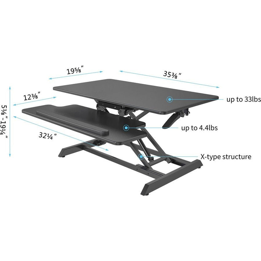 Lorell Large Monitor Desk Riser 19.63"H x 35.38"W x 19.25"D Black (LLR - LLR99555) - SchoolOutlet