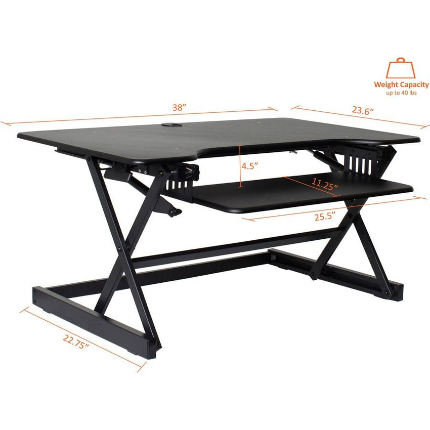 Lorell Deluxe Adjustable Desk Riser 20"H x 38"W x 24"D Black (LLR - LLR99759) - SchoolOutlet