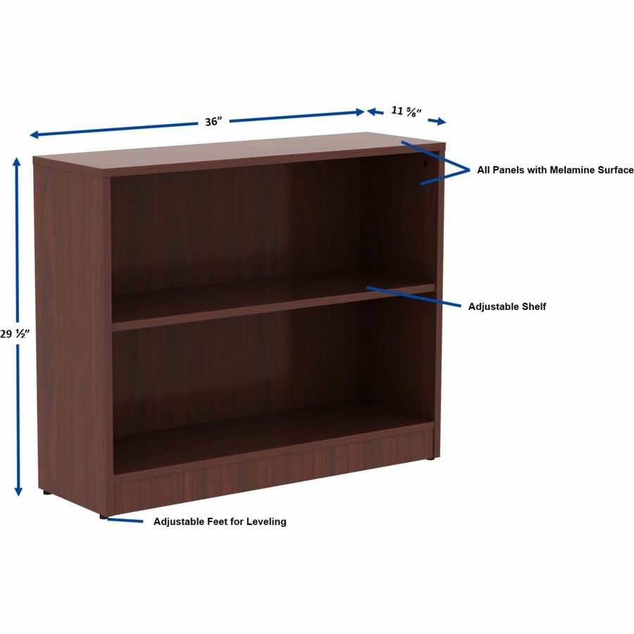 Lorell Professional 2 - Shelf Laminate Bookcase 36"W x 12"D x 29.5"H with Adjustable Shelving (LLR - LLR9977X) - SchoolOutlet